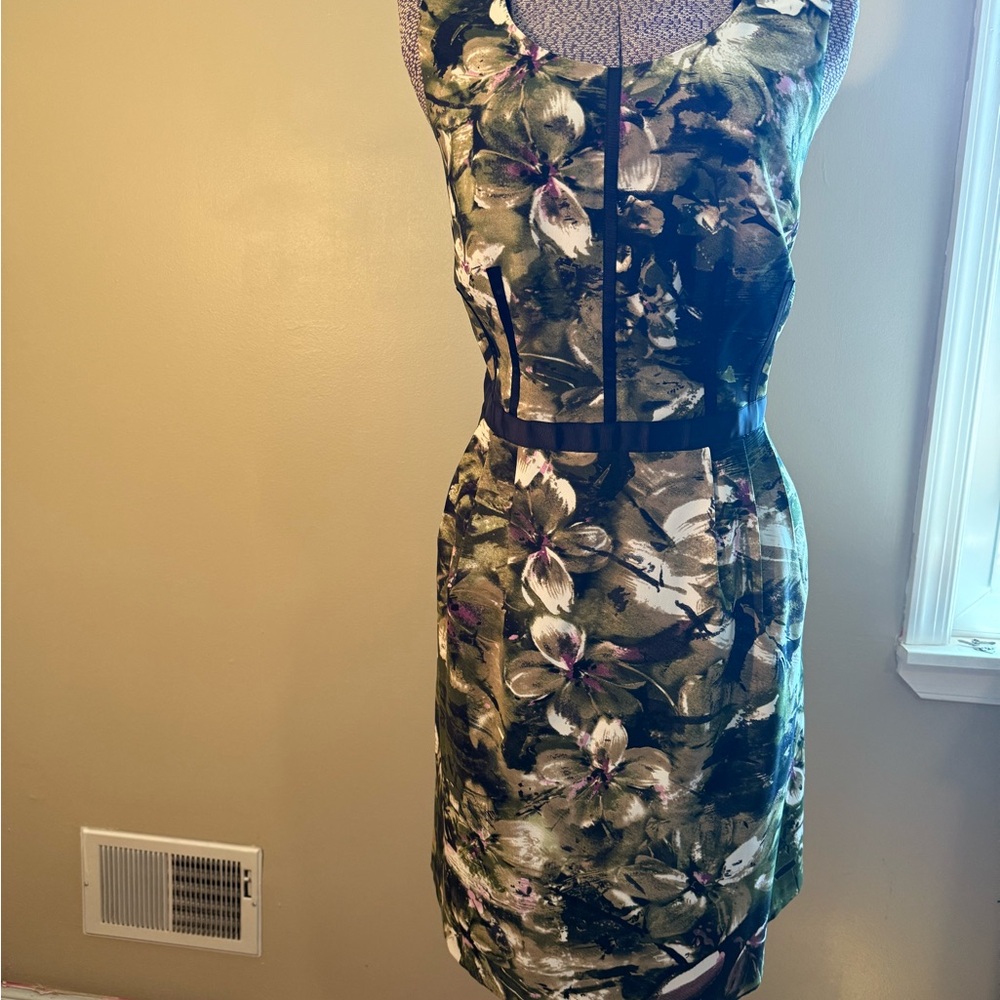 Oleg Cassini Green, White, and Black Dress